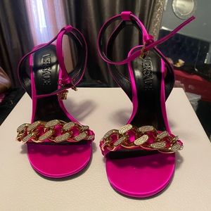 Authentic Versace Embellished Ankle Loop Sandals